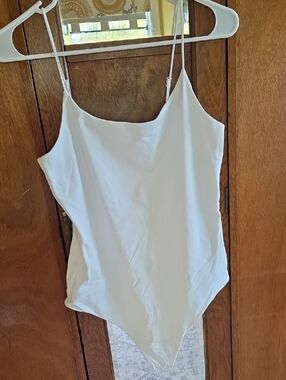 nuuds White Spaghetti-Strap Bodysuit